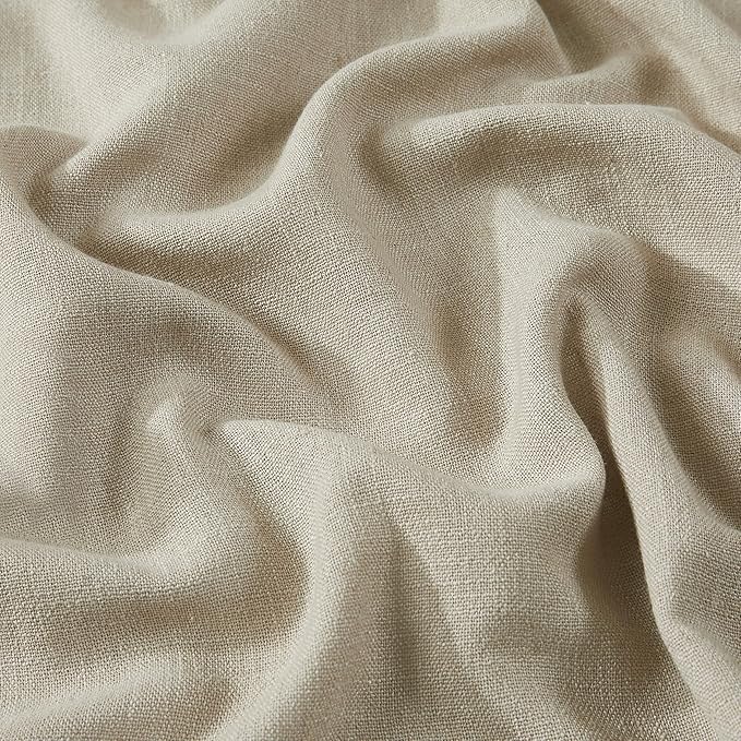 Vision Home Sand Pinch Pleated Semi Sheer Curtains Textured Linen Blended Light Filtering Window Curtains 95 inch for Living Room Bedroom Patio Pinch Pleat Drapes with Hooks 1 Panel 60" Wx95 L