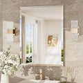 TokeShimi 24x32 Beveled Bathroom Mirror Frameless, Tempered Rectangle Bathroom Vanity Mirror Beveled with 1" Beveled Edge, Shatterproof Farmhouse Wall Mirrored for Living Room, Entryway, Restroom
