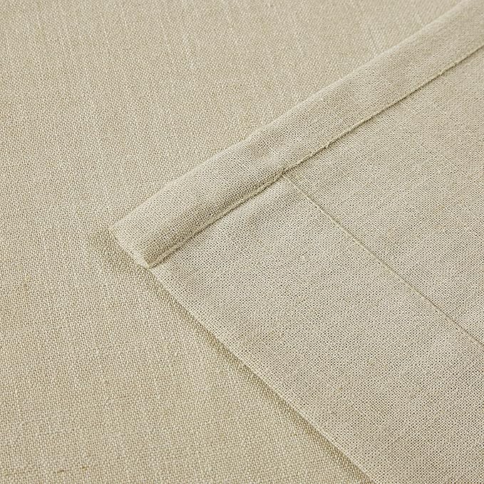 Vision Home Sand Pinch Pleated Semi Sheer Curtains Textured Linen Blended Light Filtering Window Curtains 112 inch for Living Room Bedroom Patio Pinch Pleat Drapes with Hooks 1 Panel 60" Wx112 L