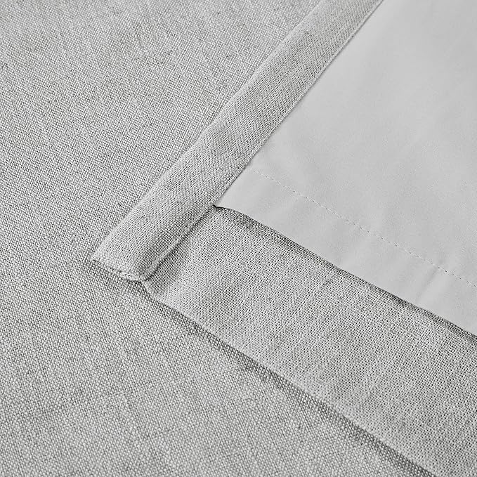 Vision Home Light Grey Pinch Pleated Full Blackout Curtains Linen Blended 60" Wide Thermal Insulated Window Panels 84 inch for Bedroom Living Room Darkening Pleat Drapes with Hooks Back Tab 60"Wx84Lx1