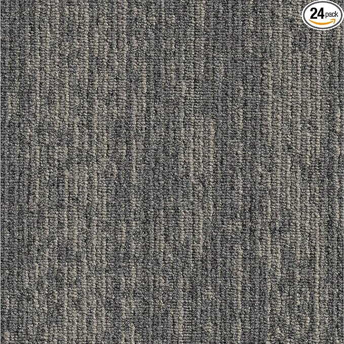 Mohawk Elite 24" x 24" Berber (Loop pile), 0.08" Pile Height, Carpet Tile, Nylon Fiber, Dappled Steel Color, (24 Tiles), (96 sqft/carton)