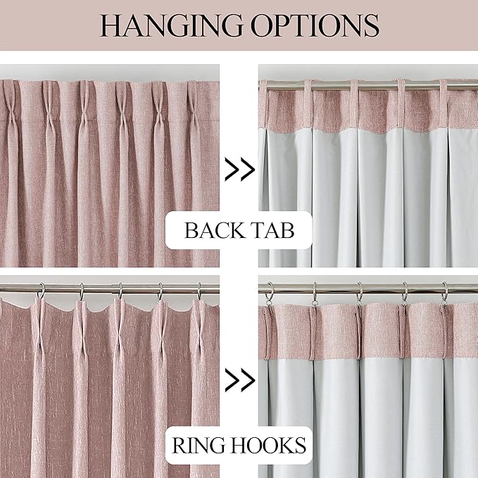 Vision Home Pink Pinch Pleated Full Blackout Curtains Room Darkening Window Panels 84 inch for Girls Bedroom Living Room Thermal Insulated Pinch Pleat Pink Drapes with Hooks Back Tab 40" Wx84 Lx2