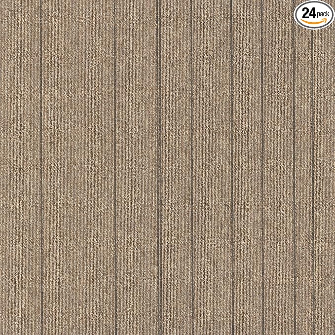 Mohawk Basics 24" x 24" Berber (Loop pile), 0.07" Pile Height, Carpet Tile, PET Fiber, Walnut Color, (24 Tiles), (96 sqft/carton)