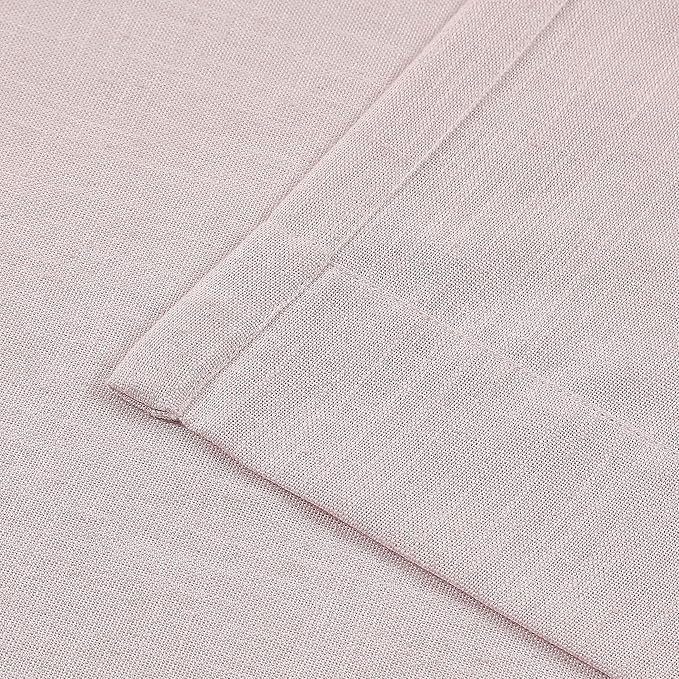 Vision Home Soft Pink Pinch Pleated Semi Sheer Curtains Textured Linen Blended Light Filtering Window Curtains 90 inch for Living Room Bedroom Pinch Pleat Drapes with Hooks 2 Panels 40" Wx90 L