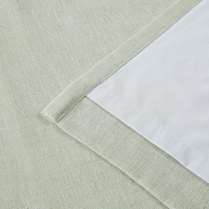 Vision Home Soft Green Pinch Pleated Full Blackout Curtains Linen Blended Room Darkening Curtain Panels 63 inch for Living Room Bedroom Thermal Insulated Pinch Pleat Drapes with Hooks 40" Wx63 Lx2