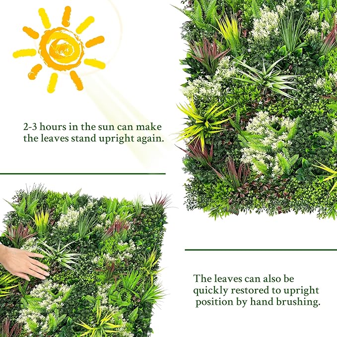 Artificial Plant Wall Panels: 60"×120" UV-Anti Faux Grass Wall Backdrop Boxwood Ivy Fence Privacy Screen Fake Greenery Leaf Hedge for Outdoor,Indoor,Garden,Backyard and Home Decor