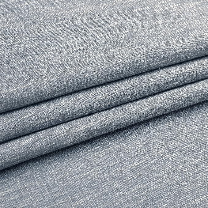 Vision Home Blue Pinch Pleated Semi Sheer Curtains Textured Light Filtering Window Curtains 90 inch for Living Room Bedroom Rayon Blended Chambray Blue Pinch Pleat Drapes with Hooks 2 Panels 40"Wx90"L