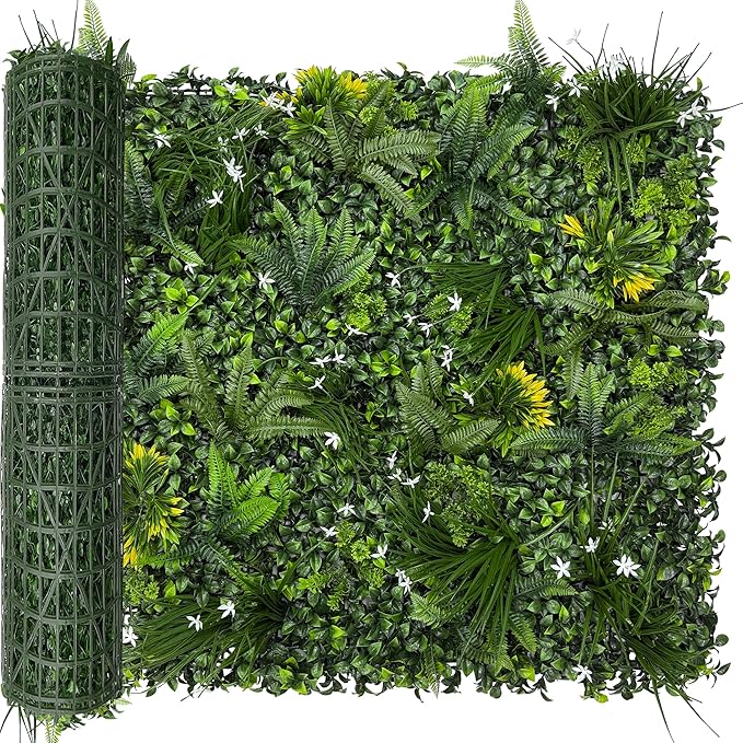 Artificial Grass Wall Boxwood Roll: 40"x120" UV Resistant Green Leaves Faux for Interior Wall Backdrop,Garden and Indoor Outdoor Wall&Fence Covering Privacy, Party Wall Fence Decor