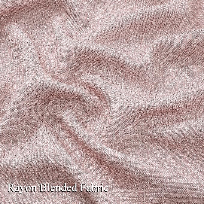 Vision Home Pink Pinch Pleated Semi Sheer Curtains for Girls Bedroom Living Room Textured Light Filtering Window Curtains 95 inch Rayon Blended Pinch Pleat Pink Drapes with Hooks 2 Panels 40" Wx95 L